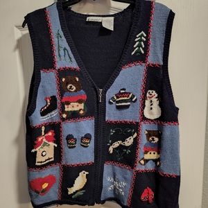 Capacity vintage women's 2x button up winter themed sweater vest/teacher vest